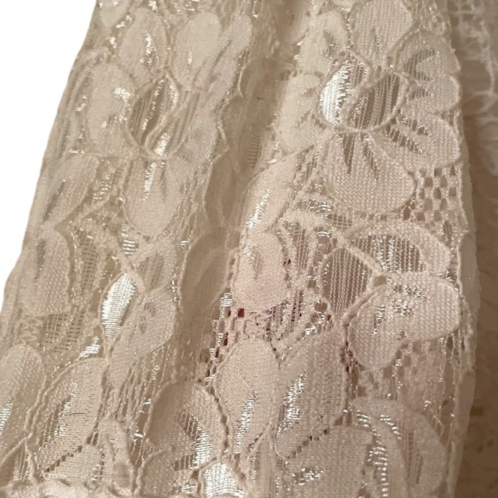 Floral Crocheted Creamy White Mini Dress Bell Sleeves. Coastal Gramma - Picture 10 of 11